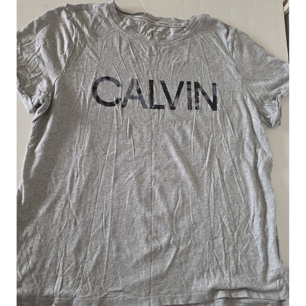 Calvin Klein Gray Short Sleeve Calvin Graphic T-Shirt Womens Large